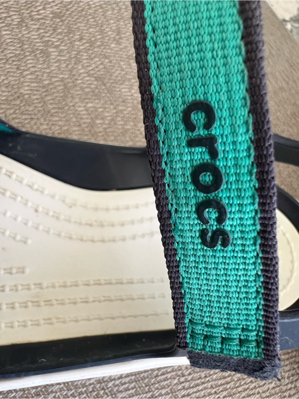 CROCS Teal Sandals with a White Textured Sole - Picture 6 of 6